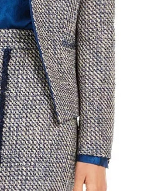 Calvin Klein Women's Asymmetrical Tweed Blazer Blue Size 14