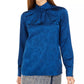 Calvin Klein Women's Printed Mock-Neck Top Blue Size X-Large