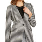Calvin Klein Women's Houndstooth Print Single Button Blazer Grey Size 10
