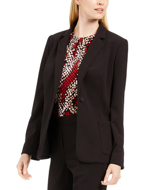 Calvin Klein Women's Piped Trim Tuxedo Blazer Black Size 8