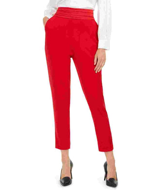 Calvin Klein Women's Pleated Waist Slim Fit Dress Pants Red Size 4