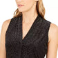 Calvin Klein Women's Textured Animal-Print Top Silver Size Medium