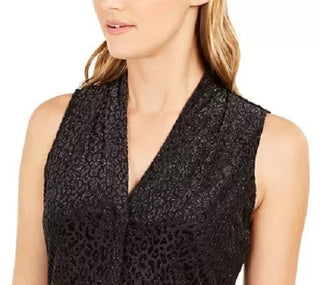 Calvin Klein Women's Textured Animal-Print Top Silver Size Medium