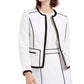 Calvin Klein Women's Contrast Piping Zip-Up Blazer White Size 4