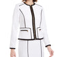 Calvin Klein Women's Contrast Piping Zip-Up Blazer White Size 4