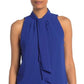 Calvin Klein Women's Tie Neck Sleeveless Blouse Blue Size Large