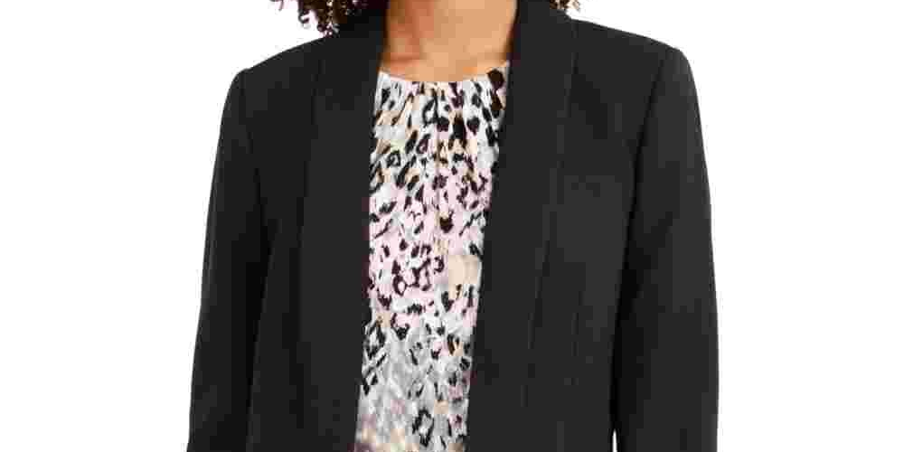 Calvin Klein Women's Parker Open-Front Blazer Black Size 14