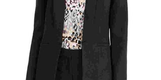 Calvin Klein Women's Parker Open-Front Blazer Black Size 14