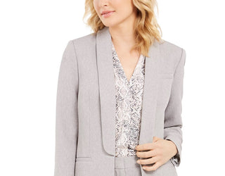 Calvin Klein Women's Parker Open-Front Blazer Gray Size 14