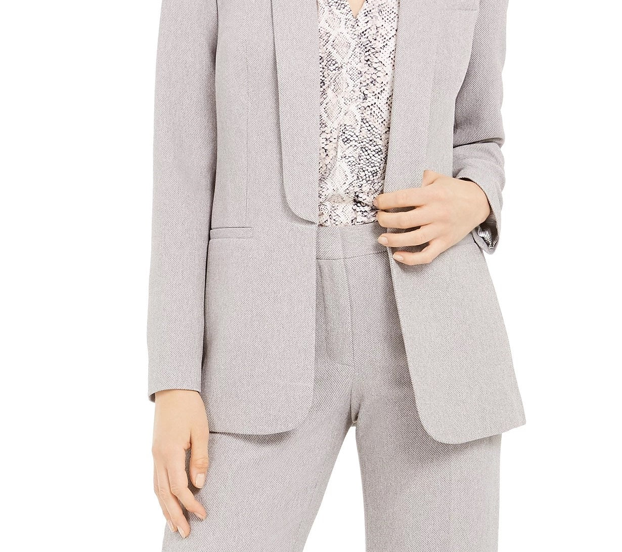 Calvin Klein Women's Parker Open-Front Blazer Gray Size 14