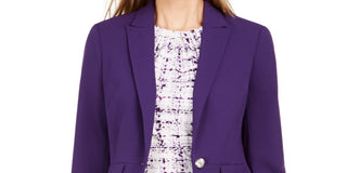Calvin Klein Women's One-Button Blazer Purple Size 14