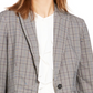 Calvin Klein Women's Plaid One-Button Blazer Blue Size 16