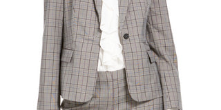 Calvin Klein Women's Plaid One-Button Blazer Blue Size 16