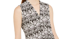 Calvin Klein Women's Sleeveless Snakeskin Print Top Grey Size Small