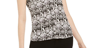 Calvin Klein Women's Sleeveless Snakeskin Print Top Grey Size Small