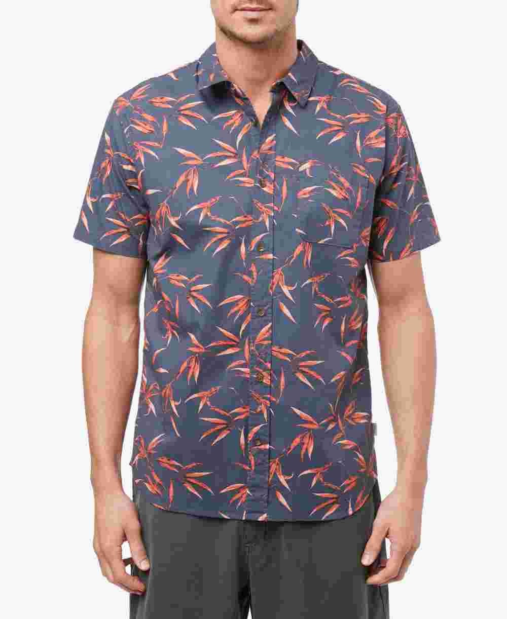 Jack O'Neill Men's Bamboo Short Sleeve Woven Shirt Blue Size X-Large