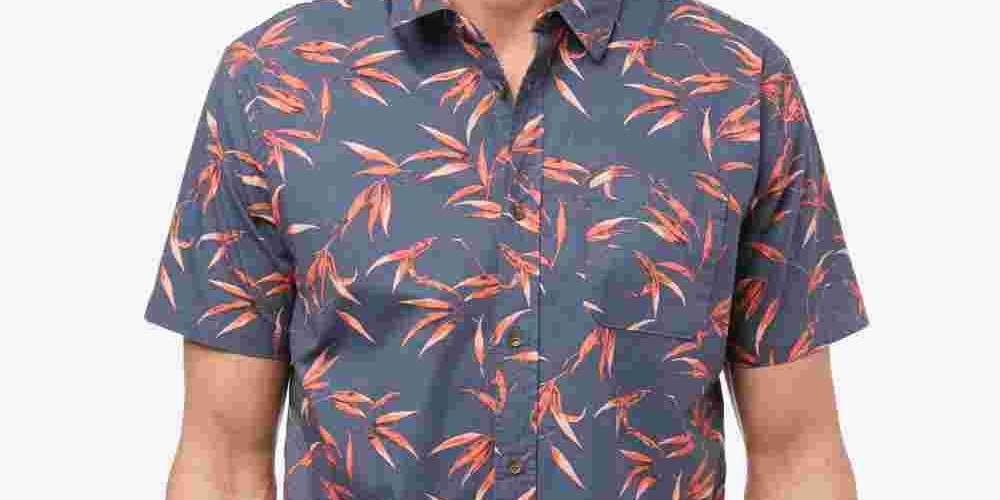 Jack O'Neill Men's Bamboo Short Sleeve Woven Shirt Blue Size X-Large