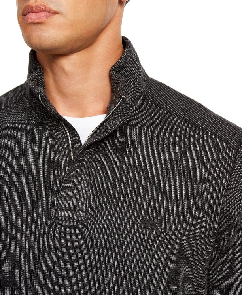 Tommy Bahama Men's Playa Pina Port Quarter Zip Sweatshirt Black Size Small