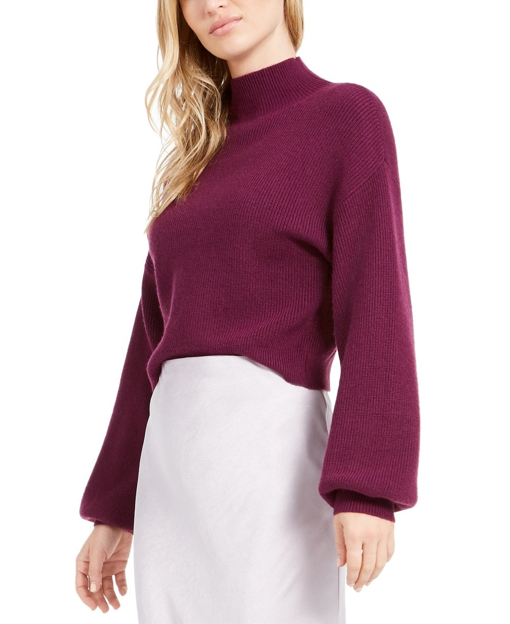 Lucy Paris Women's Cropped Mock Neck Sweater Purple Size Medium