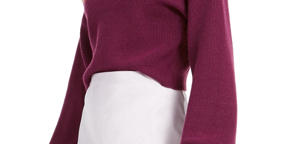 Lucy Paris Women's Cropped Mock Neck Sweater Purple Size Medium