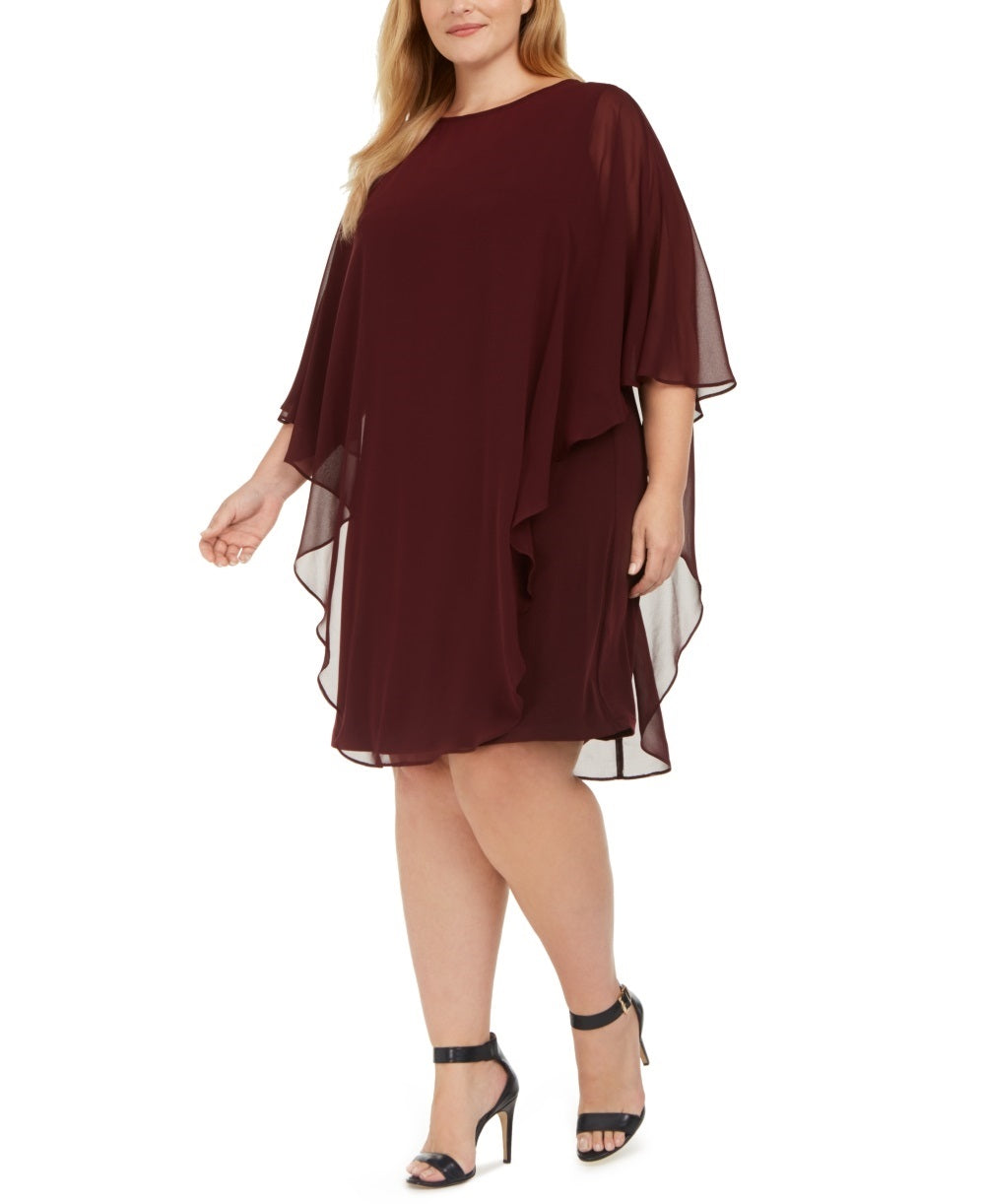 Connected Women's Plus Size Overlay Dress Purple Size 24W