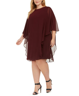 Connected Women's Plus Size Overlay Dress Purple Size 24W