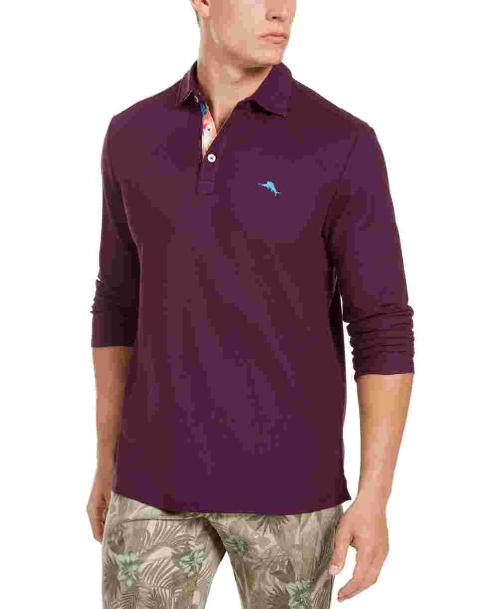 Tommy Bahama Men's Long Sleeve Polo Shirt Purple Size Small