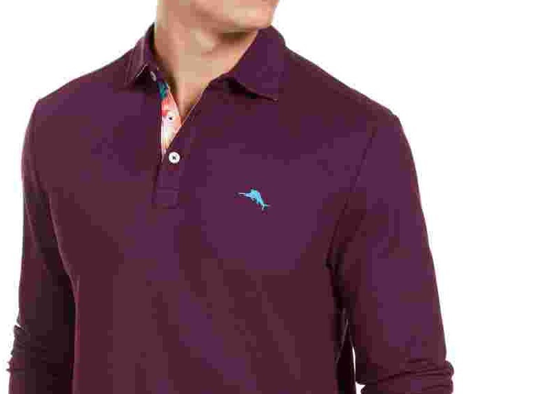 Tommy Bahama Men's Long Sleeve Polo Shirt Purple Size Small