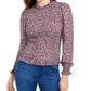Q & A Women's Smocked Printed Top Purple Size Small