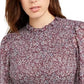 Q & A Women's Smocked Printed Top Purple Size Small