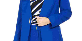 Calvin Klein Women's Collarless Single Snap Blazer Blue Size 8 Petite