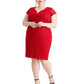 Connected Women's Plus Metallic Sheath Dress Red Size 20W