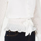 Q & A Women;s Smocked Tie-Front Blouse White Size Medium