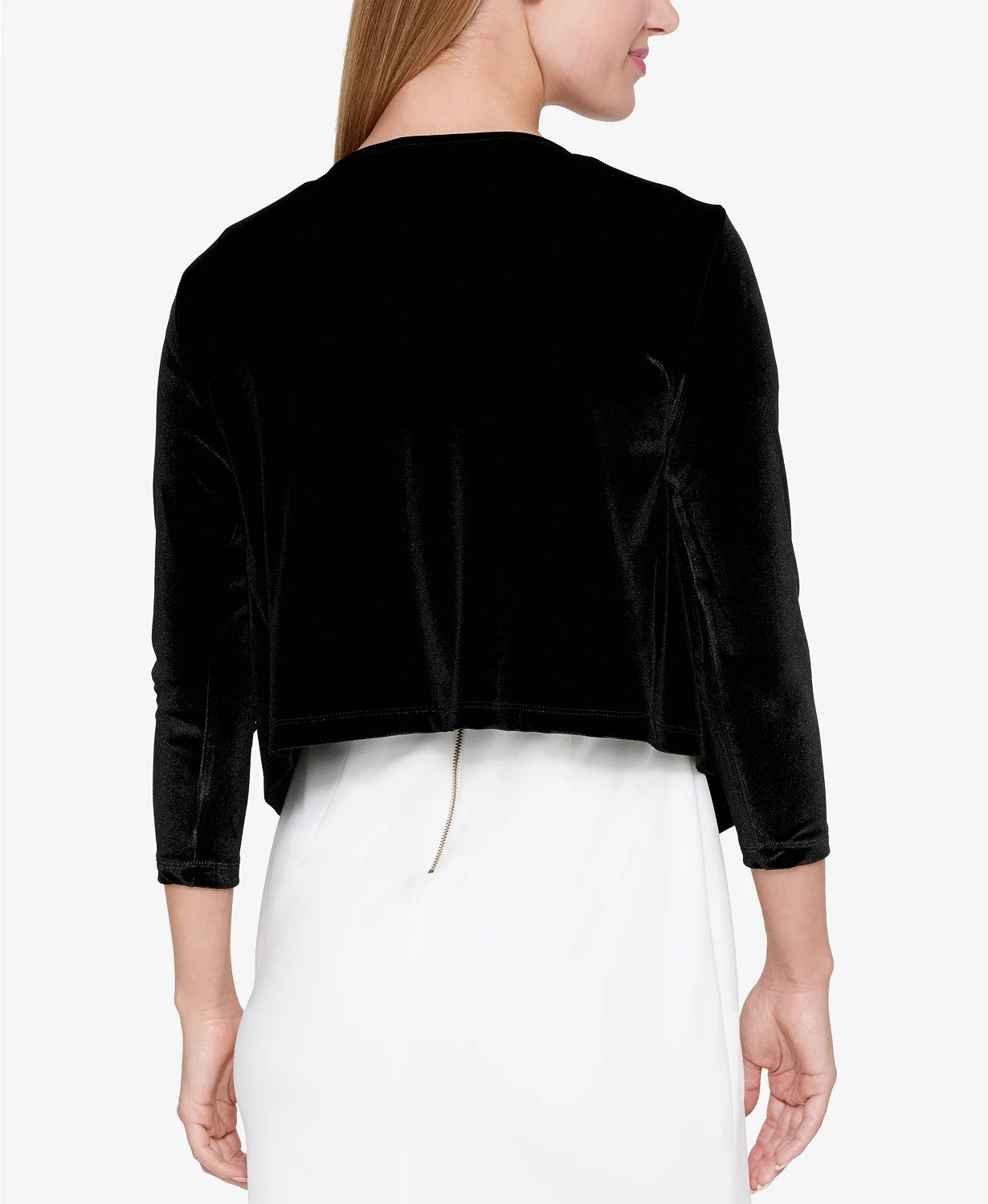 Tommy Hilfiger Women's Handkerchief Hem Velvet Long Sleeve Open Cardigan Formal Sweater Black Size Large