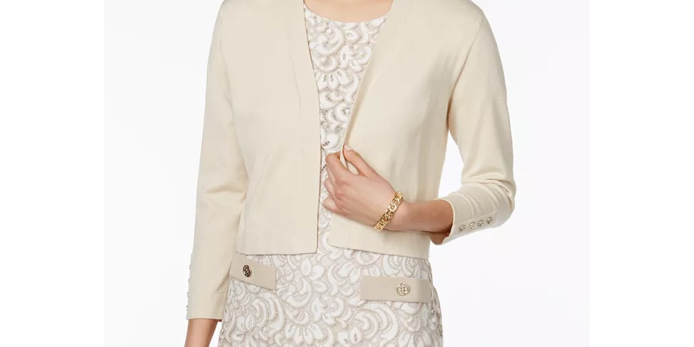 Tommy Hilfiger Women's Button Sleeve Cardigan White Size Small