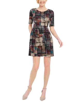 Connected Women's Plaid Fit & Flare Dress Purple Size 14 Petite