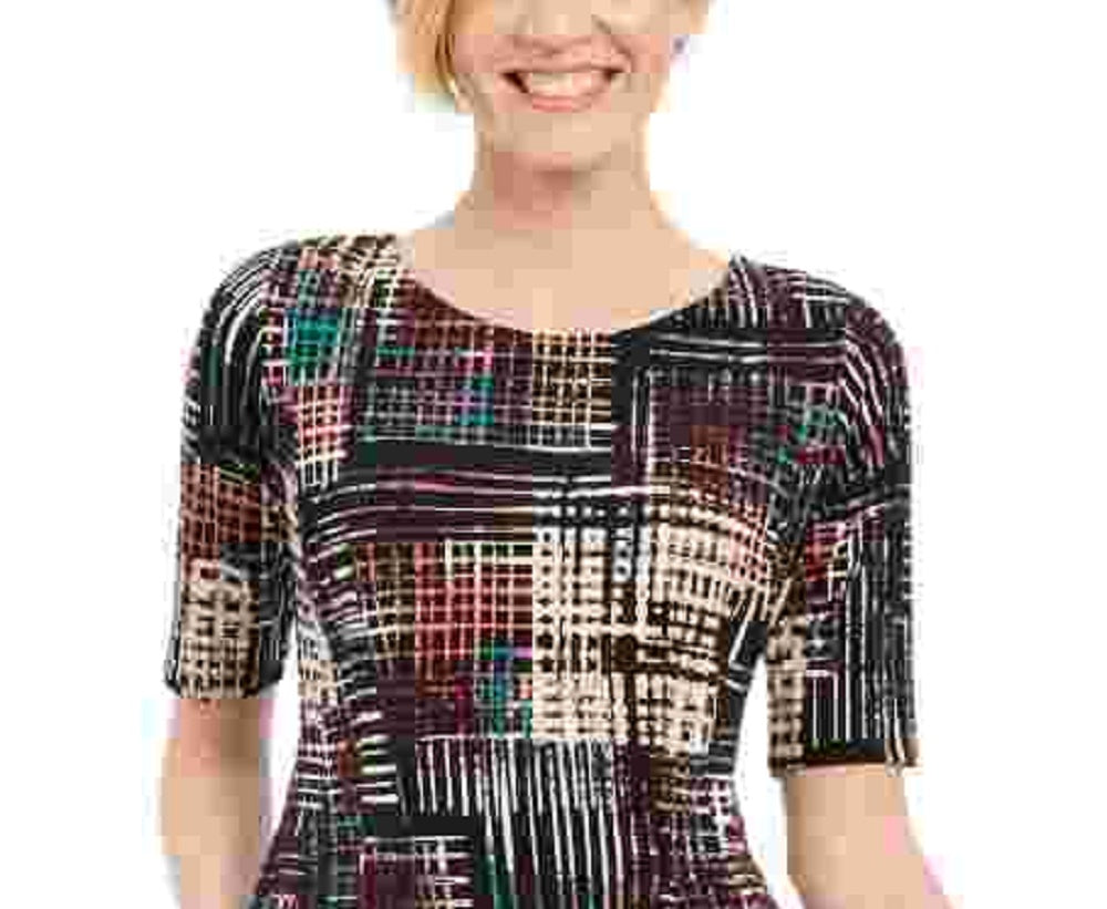 Connected Women's Plaid Fit & Flare Dress Purple Size 14 Petite