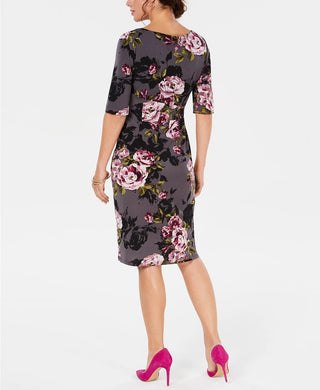 Connected Women's Floral Print Sarong Dress Charcoal Size 6 Petite