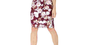 Connected Women's Mesh Flounce Dress  Wine Size 14 Petite