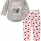 Tommy Hilfiger Toddler Little & Big Girls 2-Pc. Butterfly Pajama Set Gray Size 4-5