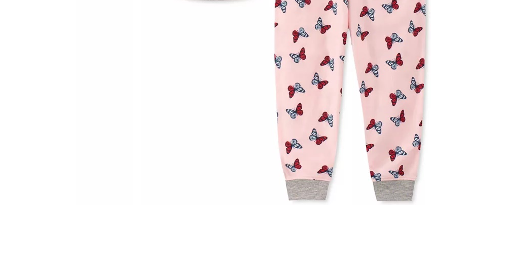 Tommy Hilfiger Toddler Little & Big Girls 2-Pc. Butterfly Pajama Set Gray Size 4-5