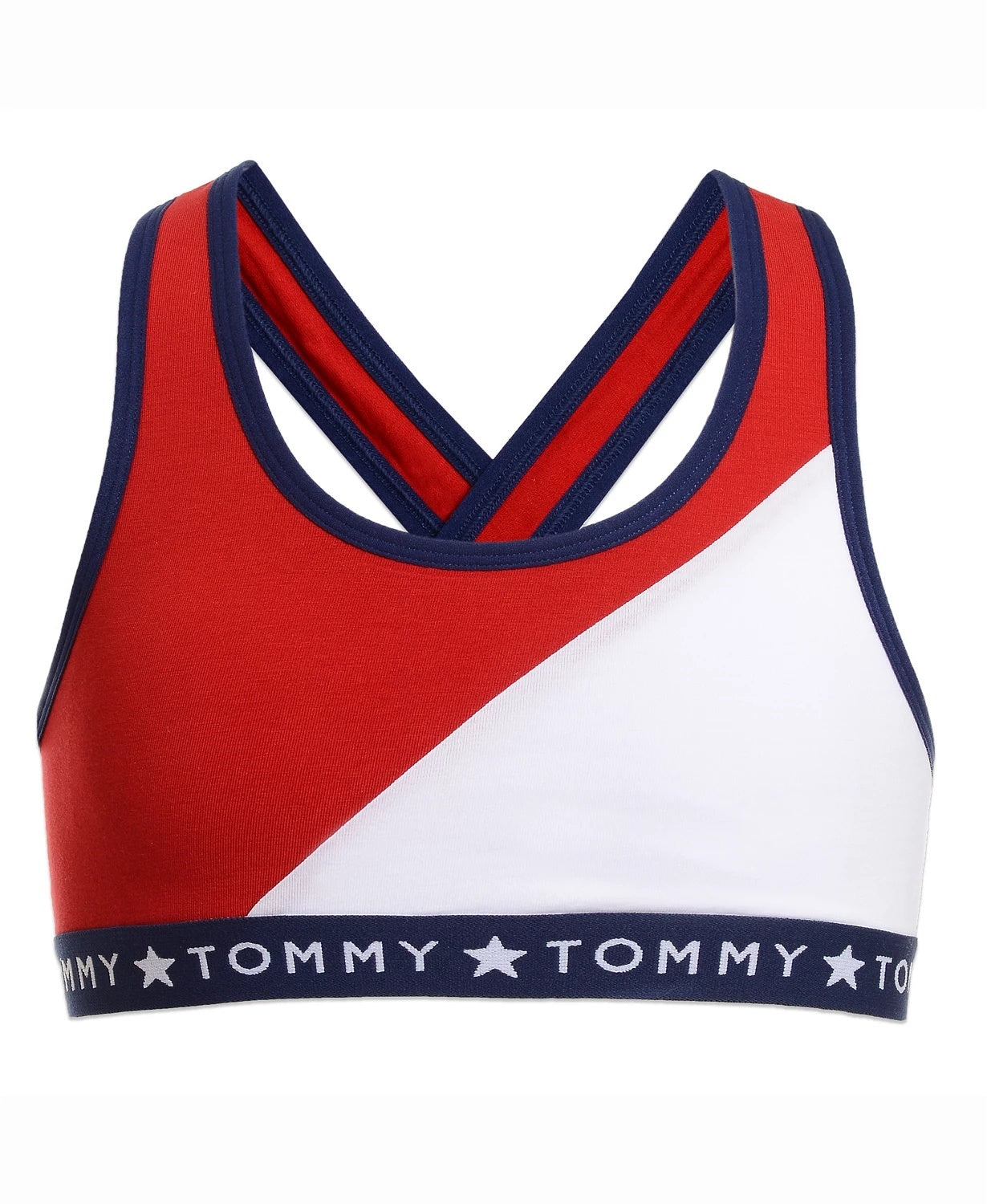 Tommy Hilfiger Little & Big Girl's Cross Back Colorblocked Bra White Size 6-7
