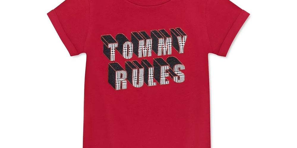 Tommy Hilfiger Little Girls Cotton Tommy Rules T-Shirt Bright Red Size 6