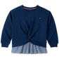 Tommy Hilfiger Little Girls Layered Look Twist Shirt Navy Size 5