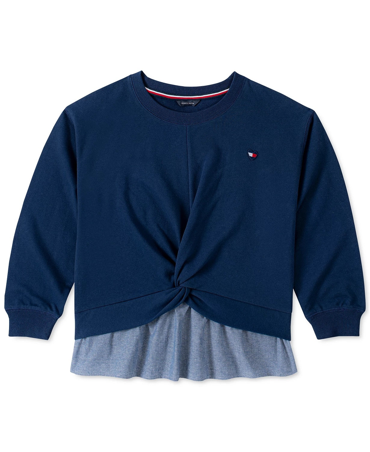 Tommy Hilfiger Little Girls Layered Look Twist Shirt Navy Size 5