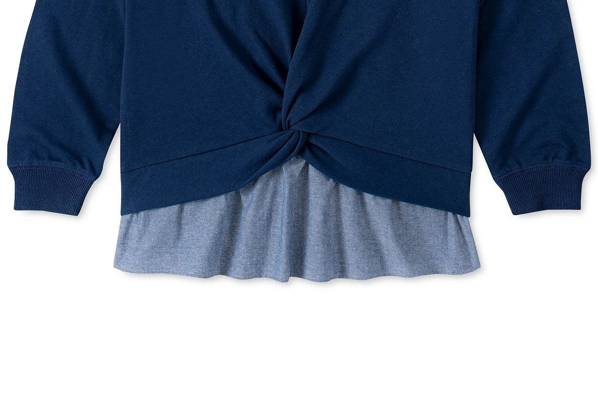 Tommy Hilfiger Little Girls Layered Look Twist Shirt Navy Size 5