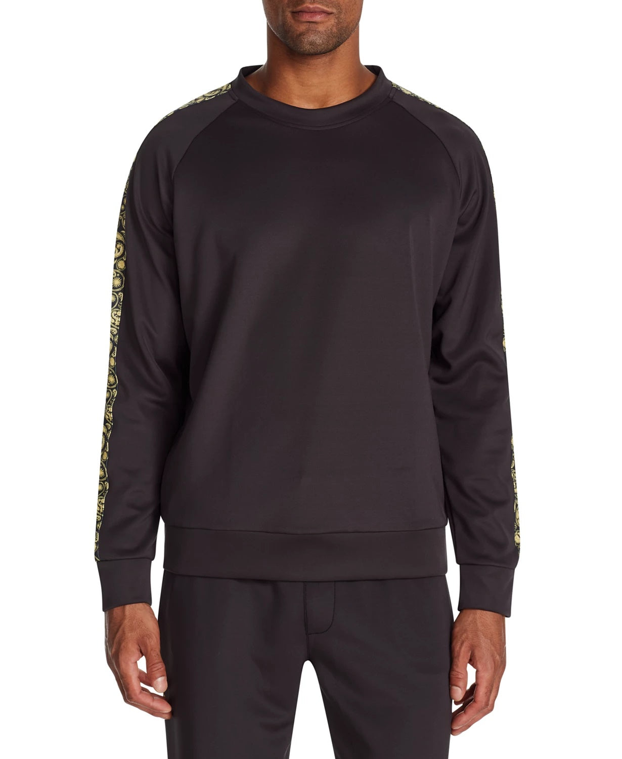 Tallia Men's Slim-Fit Stretch Paisley Sweat Shirt Black Size Small