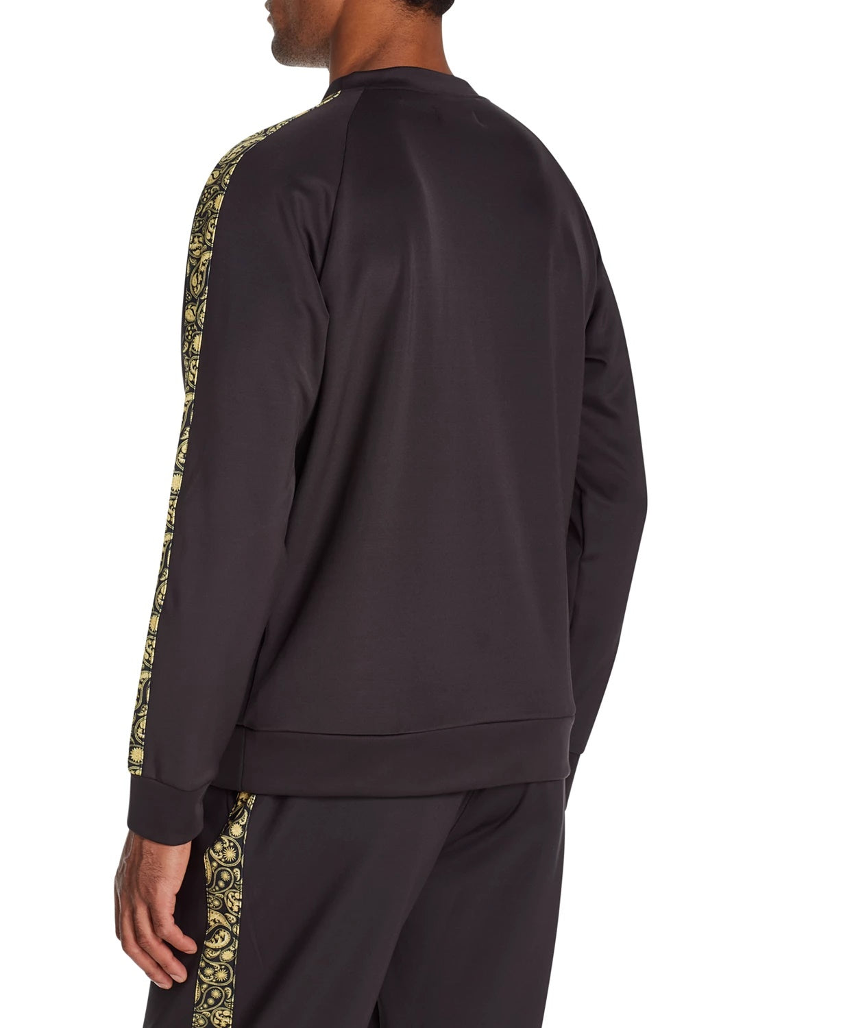 Tallia Men's Slim-Fit Stretch Paisley Sweat Shirt Black Size Small