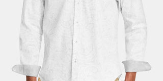 Tallia Men's Printed Point Collar Button Down Shirt White Size XX-Large