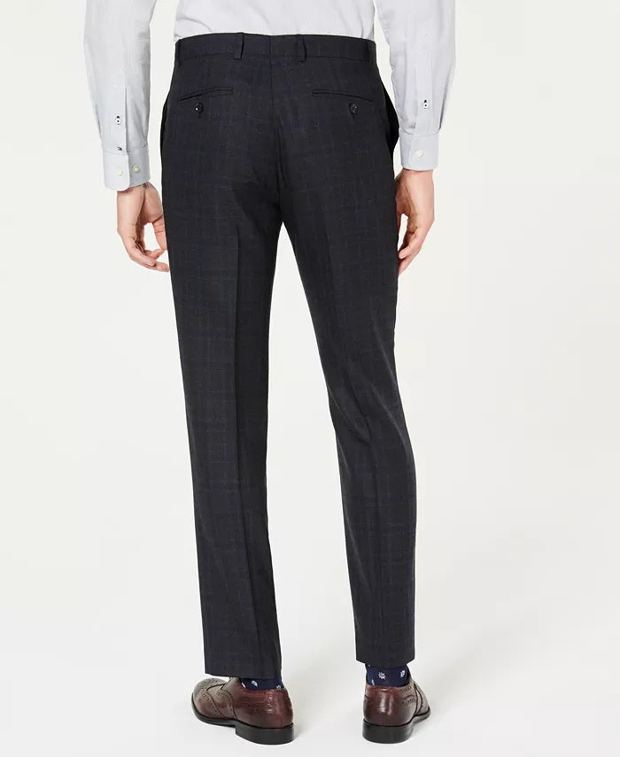 Tommy Hilfiger Men's Modern Fit Thflex Stretch  Windowpane Plaid Suit Pants Blue Size 32WX30L